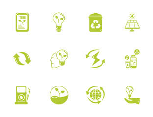 green energy environment icons set flat style