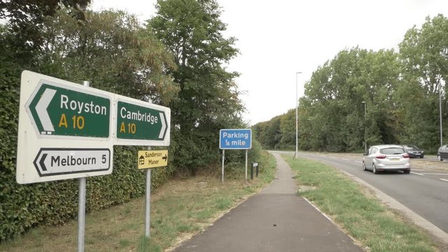 A10 to cambridge with cars going past