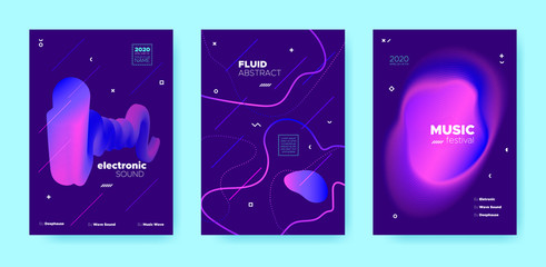 Electro Music Poster. Abstract Gradient Shape. 