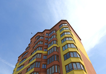 New apartments buildings exterior in sunny day.