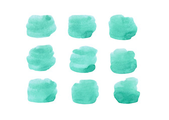 Watercolor illustration. Spots watercolor emerald, mint color, abstraction. For the wedding decor, the decoration of the text.