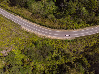 Top view of the the rainforest asphalt road in Sabah, Borneo