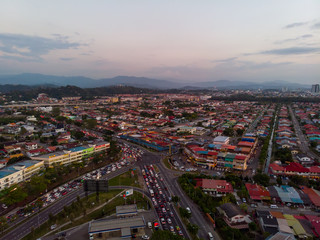 Aerial top view of residential houses at Luyang Kota Kinabalu City Sabah, Borneo 