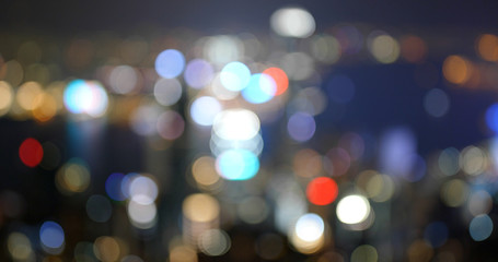 Blur view of the city at night