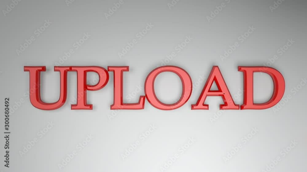 Poster the write upload in red letters, on a white surface and two horizontal lines going from one side to 