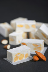 White nougat with almonds