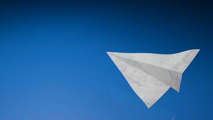 Paper airplens toy on a blue background - 3D rendering illustration