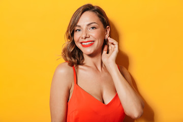 Fototapeta premium Attractive lovely young woman wearing summer dress