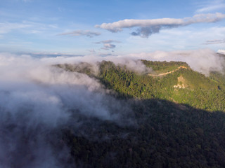 Amazing drone footage of beautiful nature deep rainforest jungle on Kundasang, Sabah, Malaysia.- Travel Concept