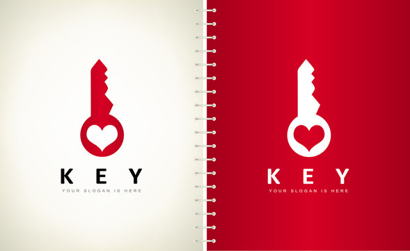 Key with heart logo vector design.