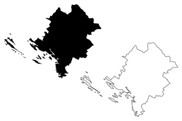 Sibenik-Knin County (Counties of Croatia, Republic of Croatia) map vector illustration, scribble sketch Sibenik Knin (Kornati, Murter, Zirje, Zlarin, Zut island) map