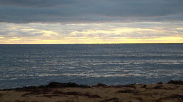 Camera sliding horizontally on a beach in Halmstad, Sweden, during winter time