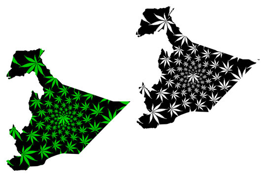 Somali Region (Federal Democratic Republic of Ethiopia, Horn of Africa) map is designed cannabis leaf green and black, Somali Regional State map made of marijuana (marihuana,THC) foliage....