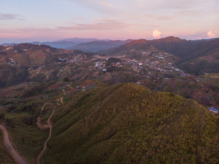 The greatest Mount Kinabalu view from Sonsodikon Hills during sunrise at Kundasang, Sabah, Malaysia
