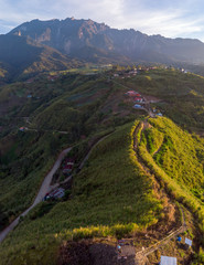 The greatest Mount Kinabalu view from Sonsodikon Hills during sunrise at Kundasang, Sabah, Malaysia