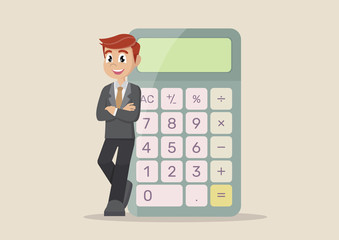 Cartoon character, Businessman with calculator.
