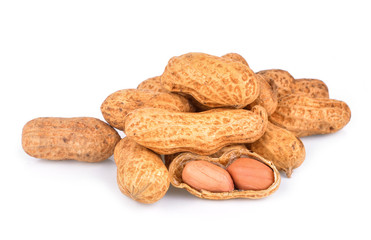 Peanuts on white background