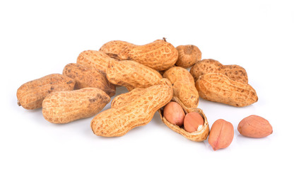 Peanuts on white background