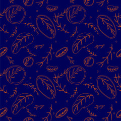seamless pattern with symbols and leaves