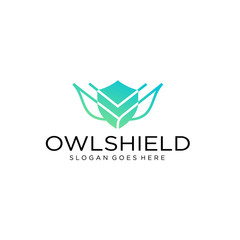 owl with a shield body logo design inspiration