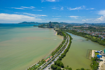 Aerial view of beach side around Kota KInabalu City, Sabah, Malaysia - Travel Concept