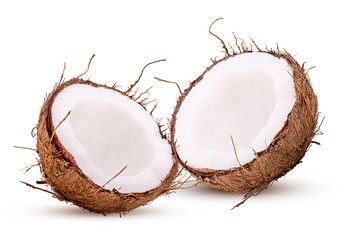 Two coconuts cut in half