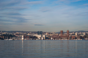 Fototapeta premium Oslo city seen from the sea.