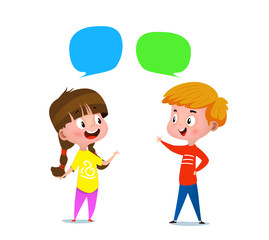 boy and a girl talking to each other - 300687273