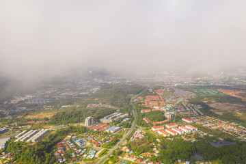 Bird eyes view of local housing houses in Kota Kinabalu, Sabah, Malaysia