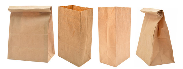 Brown paper bag isolated on white