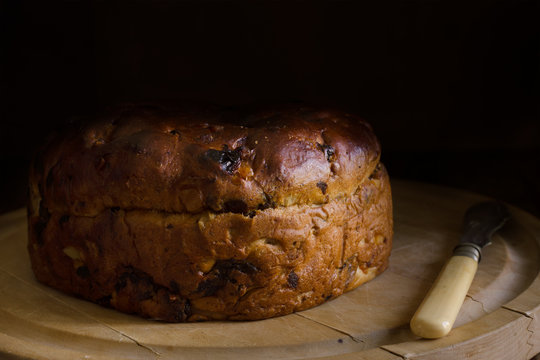 Barmbrack or bairin breac a traditional Irish fruit loaf