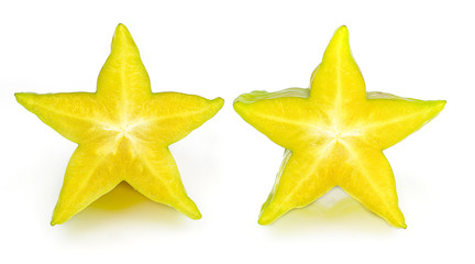 carambola, star fruit isolated on white background