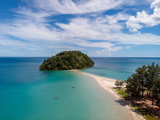 Amazing aerial image of Beautiful seascape scene of Kelambu Beach, Kudat, Sabah, Malaysia. (Image...