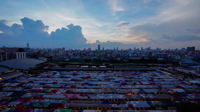 Colorful of the Ratchada train market in Bangkok,Thailand