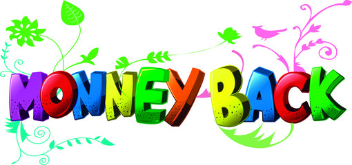 monney back colorful celebration word, illustration word