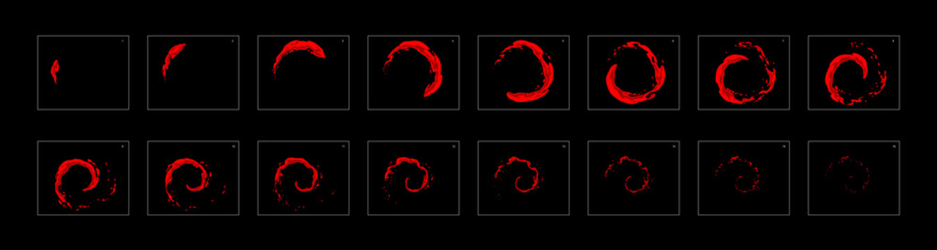fire ring loop effect sprite sheet or animation frames. frame by frame classic animation for cartoon, mobile games, motion graphic or animation.