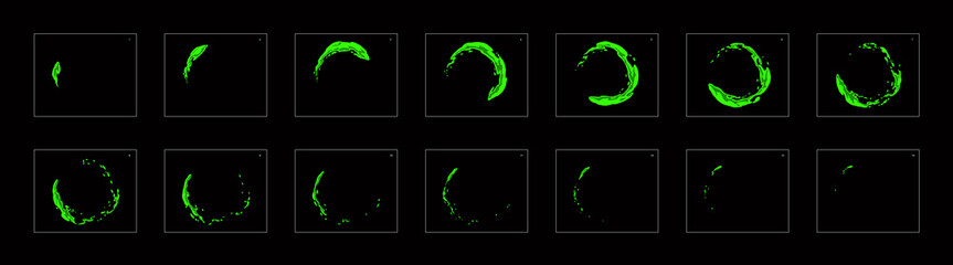 liquid circle animation effect. frame by frame classic animation for game development, mobile games or motion graphic.