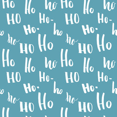 New Year and Christmas seamless pattern, with Ho Ho Ho hand drawn letters, vector Illustration Background