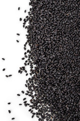 sweet basil seed on white background