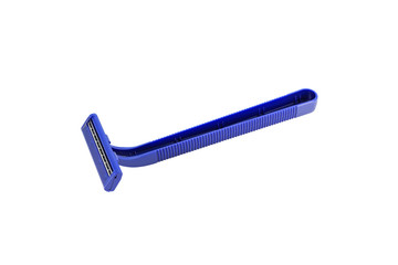 Safe plastic disposable razor isolated on white background