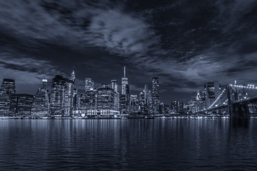Plakat Lower Manhattan by night, NYC
