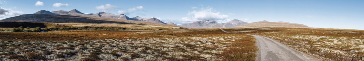 Panoramic view over Rondane national park in Norway.