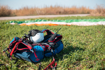 Backpack and helmet for paragliding © vvkoticch