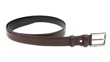 Dark brown black leather belt with a buckle
