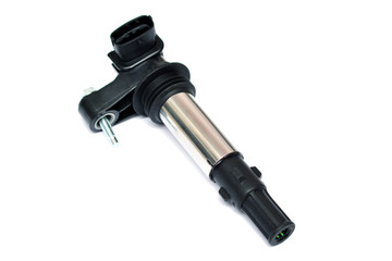 New ignition coil for gasoline engine isolated on white background
