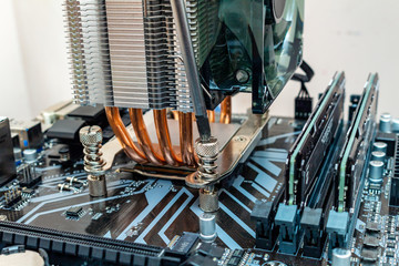Installing a cooler on a personal computer processor. The process of upgrading computer maintenance...