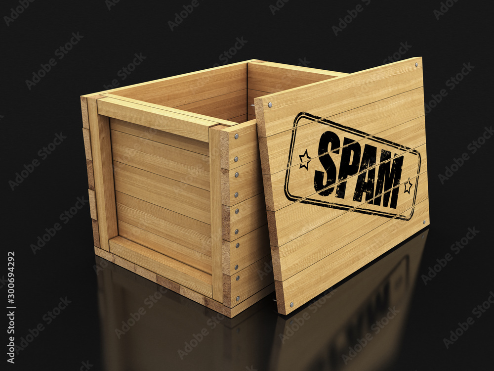 Poster wooden crate with spam. image with clipping path