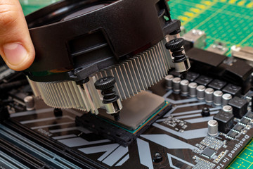 Installing a cooler on a personal computer processor. The process of upgrading computer maintenance...