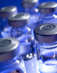 Blue medicine bottles