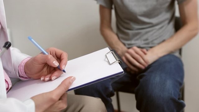 A man consults a doctor. Prostate cancer, premature ejaculation, erection problems, bladder. Std.